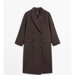 Brand New Massimo Dutti Chocolate Brown Double-Breasted Women's Coat Size S